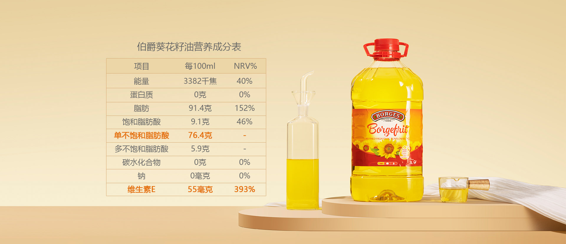 西班牙伯爵高油酸葵花籽油3l